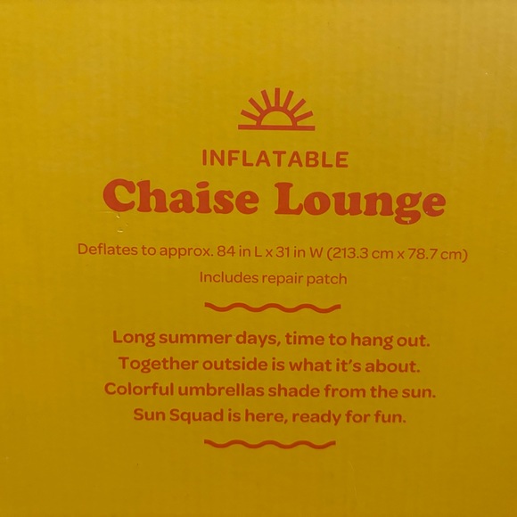 NEW Sun Squad Inflatable Chaise Lounge w/Cup Holder - Picture 6 of 8